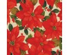 Large Red Poinsettias on a Cream Background - Martha Negley